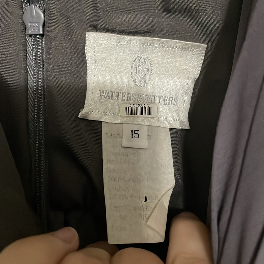 Watters & Watters Beautiful Gray Bridesmaid Dress, Size 15, Cups Sewed In - Picture 4 of 11